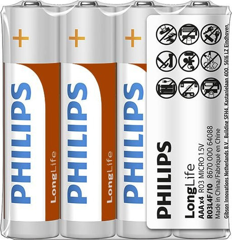 EAN 8712581549619 - Philips LongLife R03L4F/10 pila doméstica Batería de un solo uso AAA Zinc-carbono imagen 2