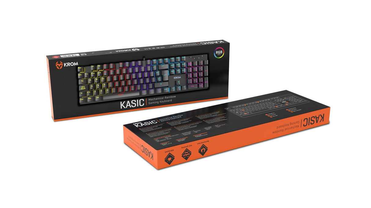 Teclado Ingles Krom Kasic Gaming Usb Mecanico Iluminacion Rgb Antighosting