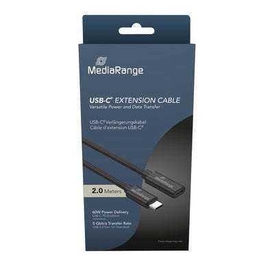 Mediarange Usb-C Verlängerungscable, Usb 3.2, 60w, 2m, Sw