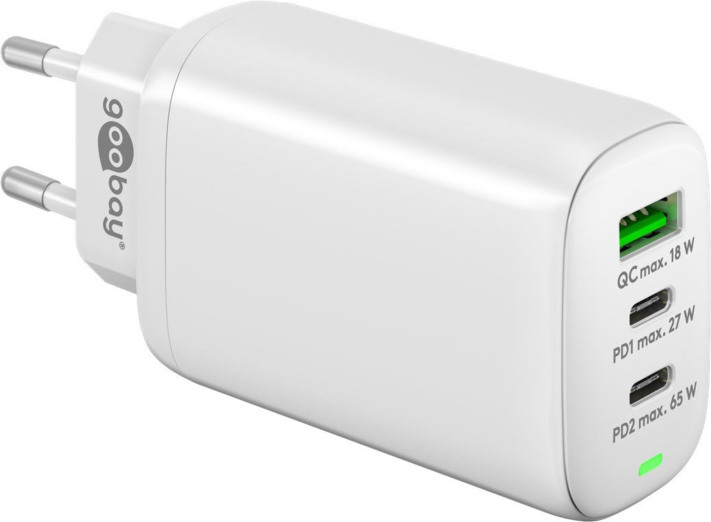 Goobay 61759 Cargador De Dispositivo Móvil Cámara Digital, Auriculares, Teléfono Móvil, Reloj Inteligente, Tableta Blanco Corriente Alterna Carga Rápida Interior