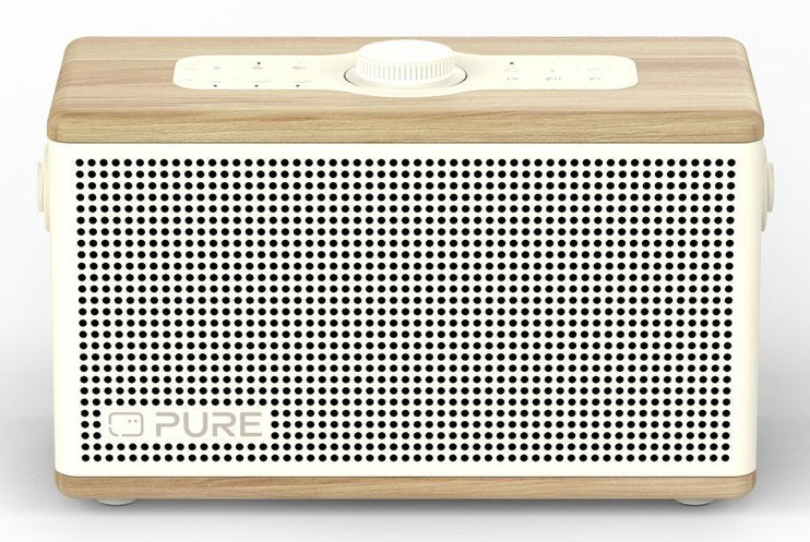 Pure Classic Aura Tragbarer Bluetooth-Lautsprecher  Hintergrundlicht  Weiss Eiche