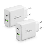 Cargador De Enchufe Mediarange 43w Con Usb-A Y Usb-C, Blanco