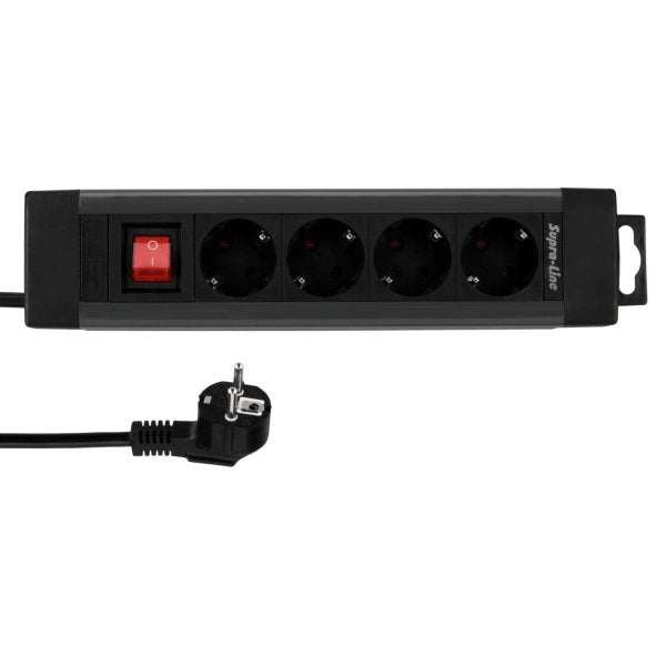 Rev Steckdosenleiste 4-Fach 1,9m Supraline M. Schalter Anthrazit