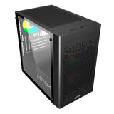 Abysm Danube Inva Mx202 Caja Torre Itx, Micro Atx - Lateral Cristal Templado - 3.5" Y 2.5" - Usb-A, Usb-C Y Audio - 3 Ventiladores Argb Instalado - Soporta Refrigeracion Liquida