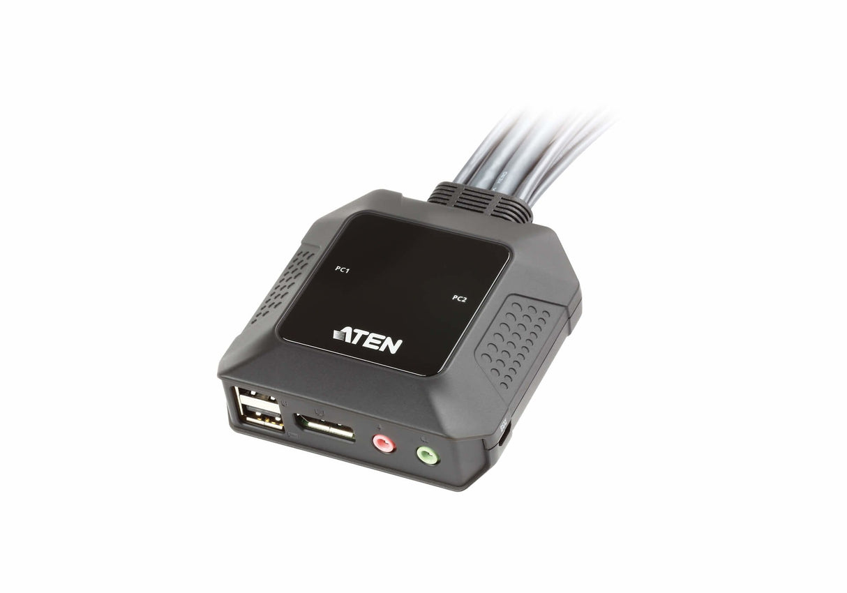 Aten Cable Kvm 2-Port Usb Displayport Cable Kvm Switch (Cs22 Aten Cs22dp, 2560 X 1600 Pixeles, Usb, Usb, Displayport, Auriculares De 3,5 Mm, 3.5mm Mic, Displayport, Usb A, Micro-Usb B, Usb Tipo A