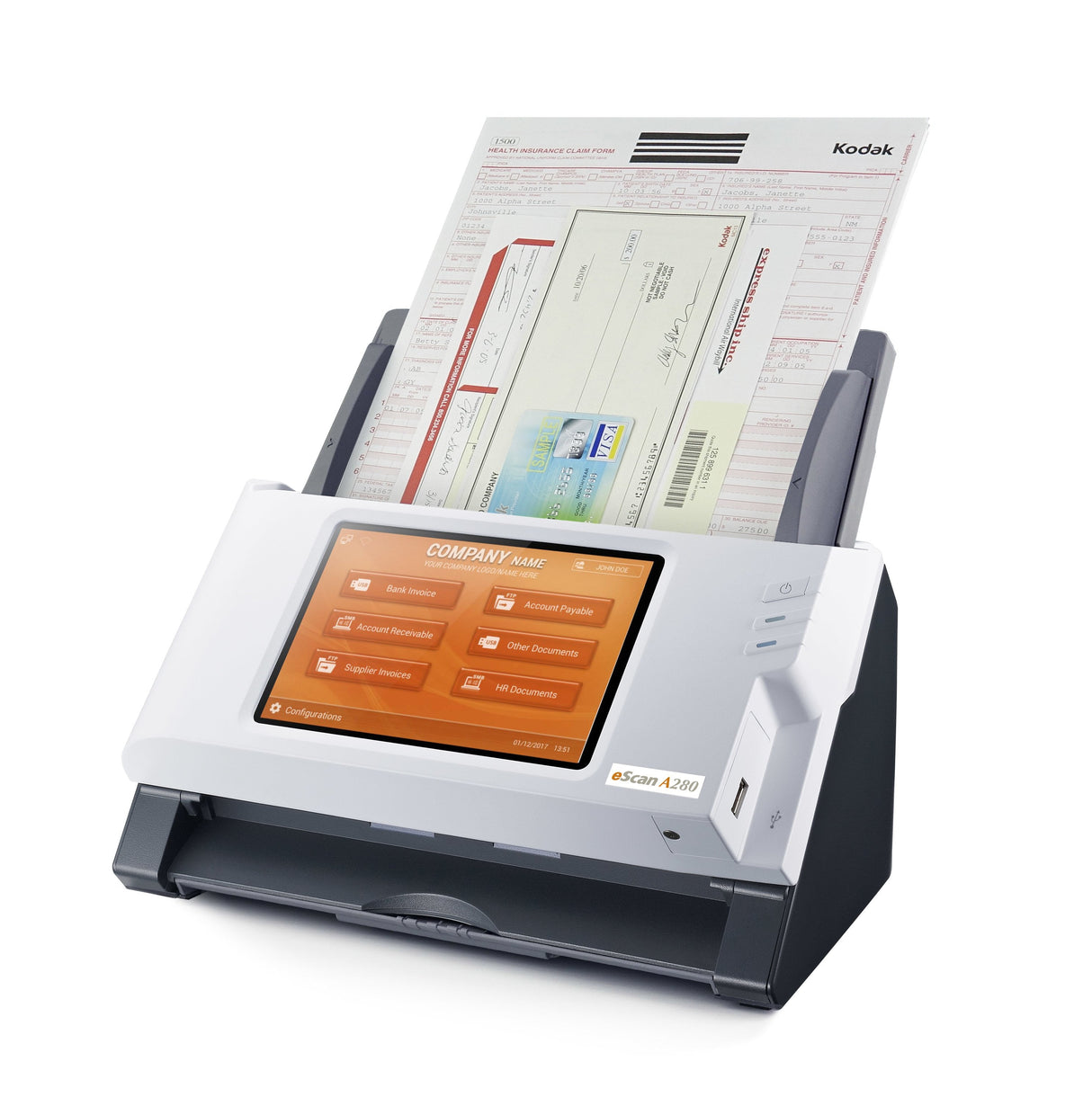 Plustek Escan A280 Enterprise 600 X 600 Dpi Escáner Con Alimentador Automático De Documentos (Adf) Negro, Blanco A4