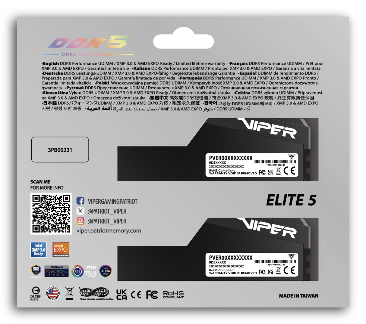 EAN 4711378430158 - Patriot Memory Viper Elite 5 Ultra VEUR532G6028K módulo de memoria 32 GB 2 x 16 GB DDR5 6000 MT/s 288-pin imagen 12
