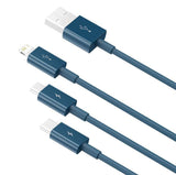 Baseus Cable Superior Series 3-In-1 Fast Charging Data Cable Usb To M+L+C 3.5a 1.5m Blue (Camltys-03)