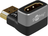 Goobay 72011 Hdmi Angled Adapter 270° Vertical, 8k @ 60 Hz, Gold-Plated, Black, Silver