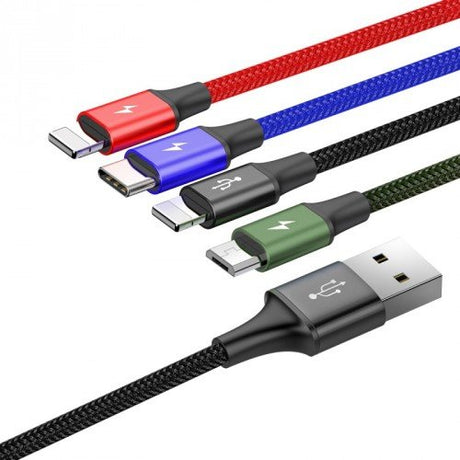 EAN 6953156278486 - Baseus KB2L435A12BK cable de teléfono móvil Negro, Azul, Verde, Rojo 1,2 m USB A 2 x Lightning + micro-US imagen 2