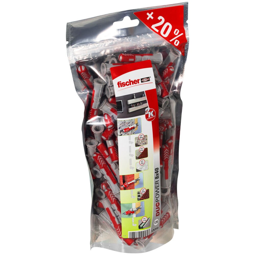 Tacos Duopower Bigpack Ø8 X 40 Mm, Bolsa 120 Uds