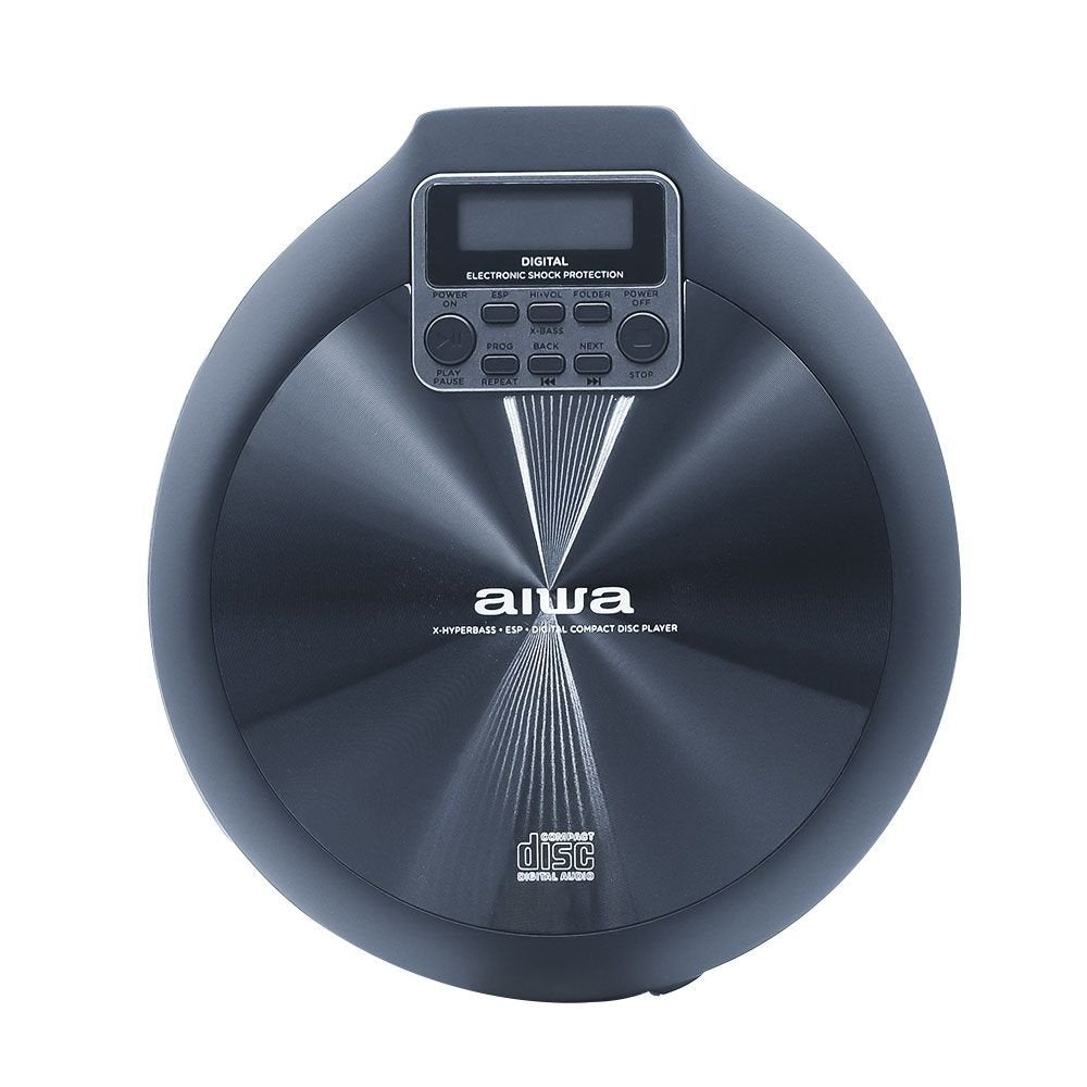 Cd Portatil Aiwa Pcd-810rd X-Hyperbass System Lector Cd/Cdr/Mp3 Bateria Recargable Por Usb Color Negro
