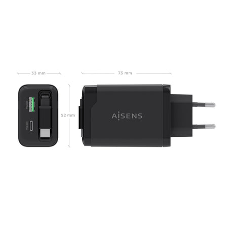 EAN 8435739903933 - AISENS ASCH-65W3P071-BK cargador de dispositivo móvil Cámara digital, GPS, Teléfono móvil, Portátil, Smar imagen 4