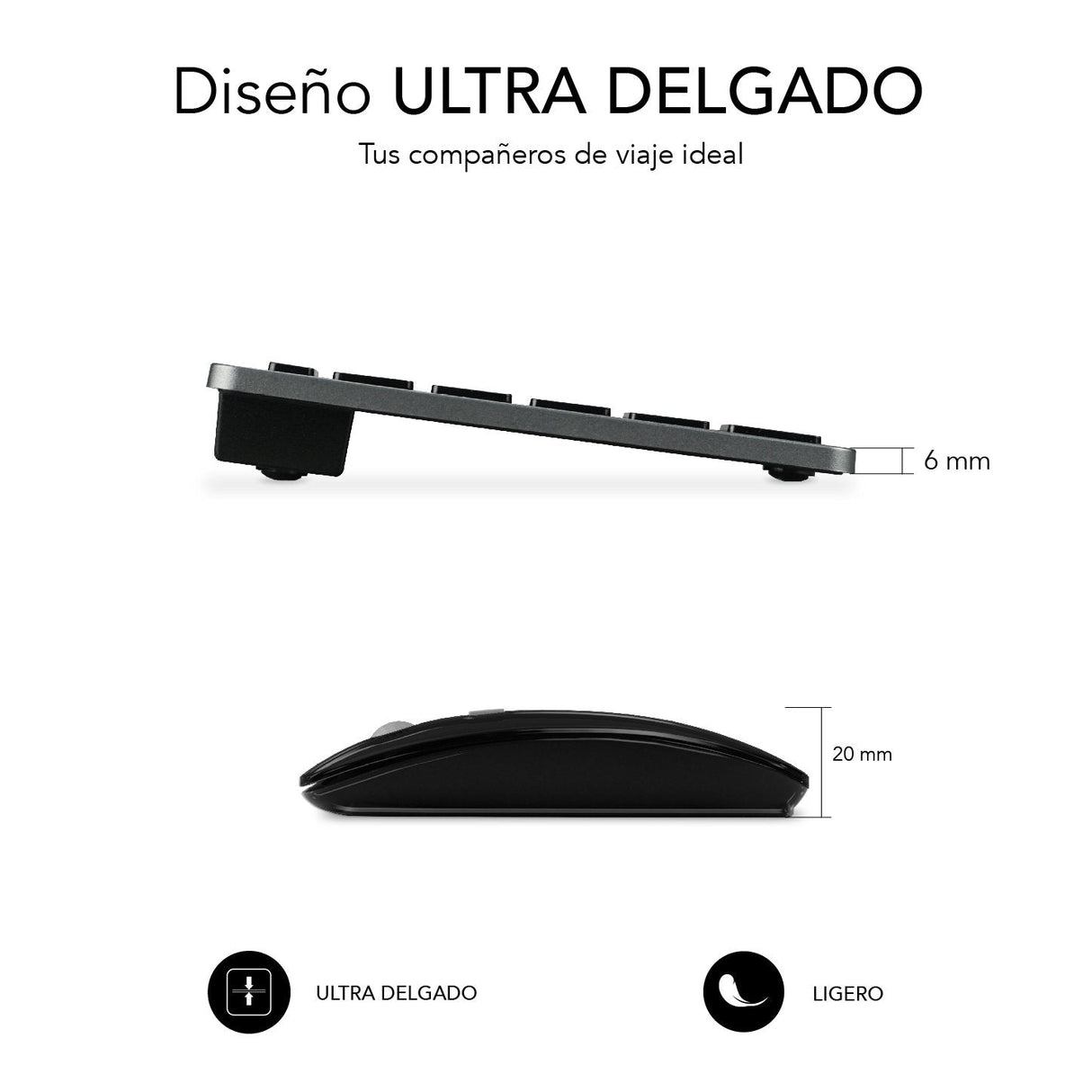 Teclado Y Ratón Inalámbrico Por Bluetooth Subblim Oco020 Combo Multidispositivo Compacto  Gris