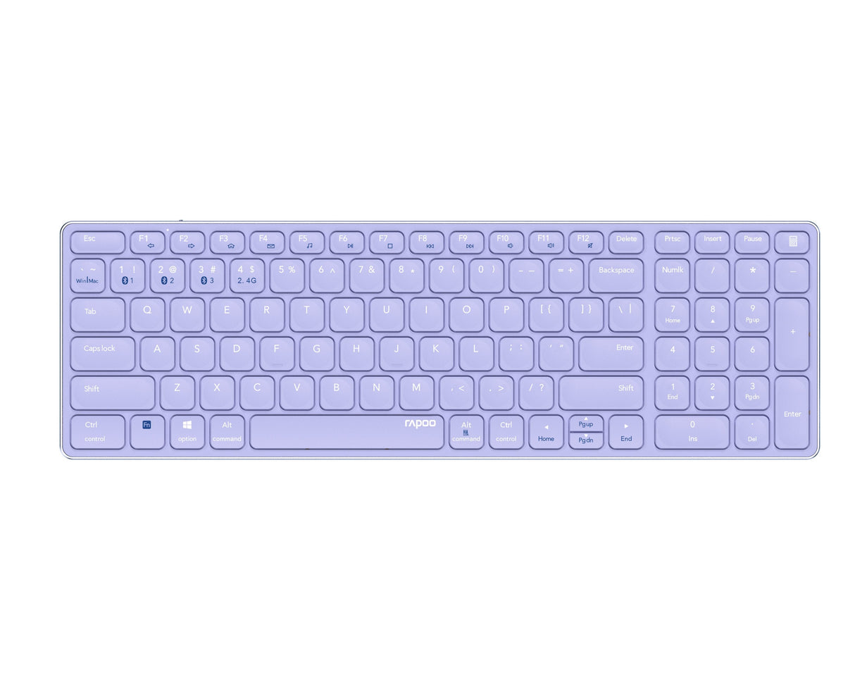 Teclado Rapoo Wireless Y Bluetooth E9700m Portugues 2.4ghz Bt 3.0 5.0 Diseã±O Ultrafino Bateria Purple Base Aluminio Multi Mod