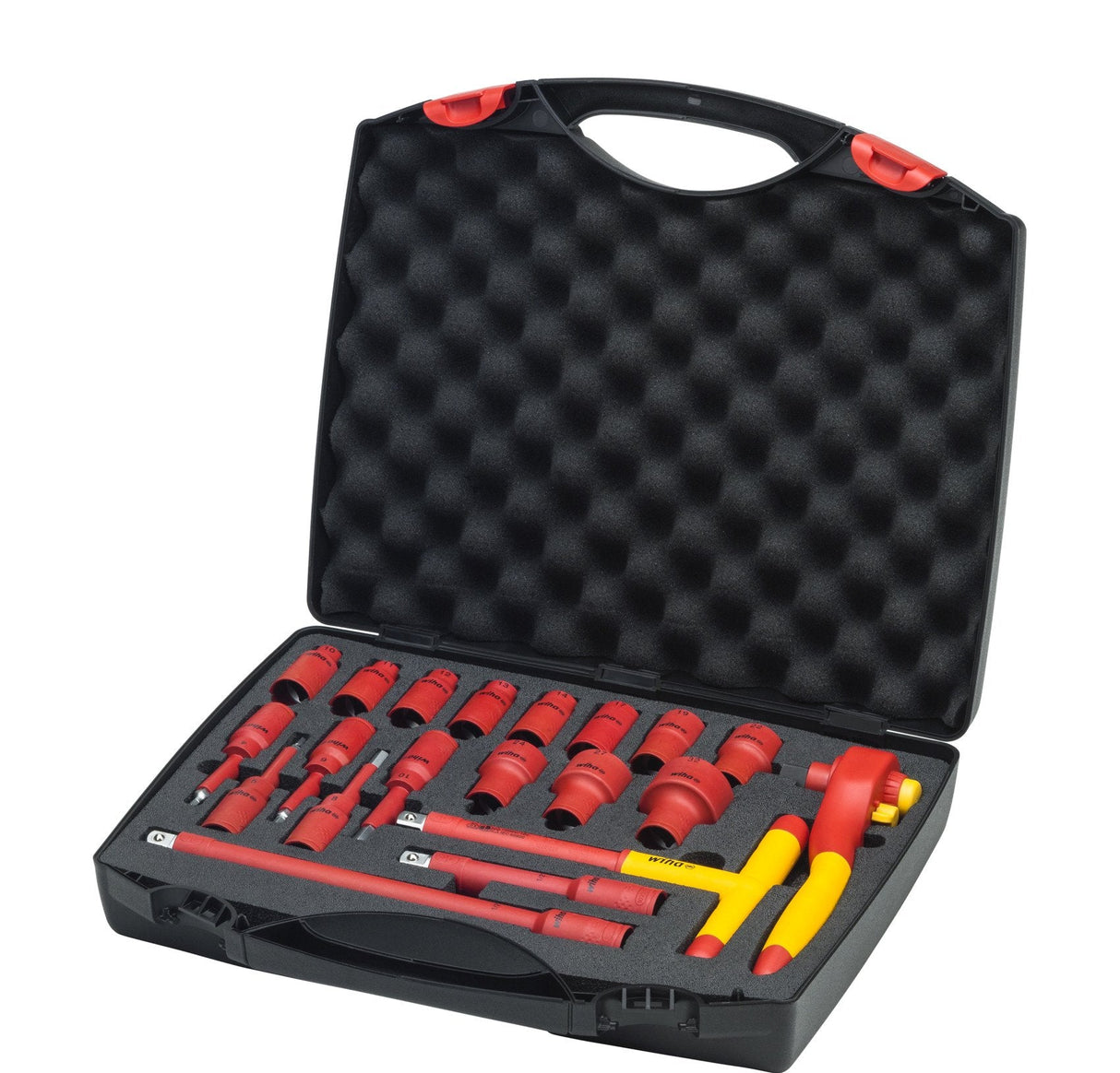 Juego De Llaves De Carraca Aisladas Wiha , 1/2", Llave De Vaso (Rojo/Amarillo, 21 Piezas)