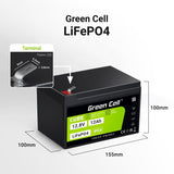 Green Cell Lfpgc12v12ah Batería Para Sistema Ups Fosfato De Hierro-Litio (Lifepo4) 12,8 V 12 Ah