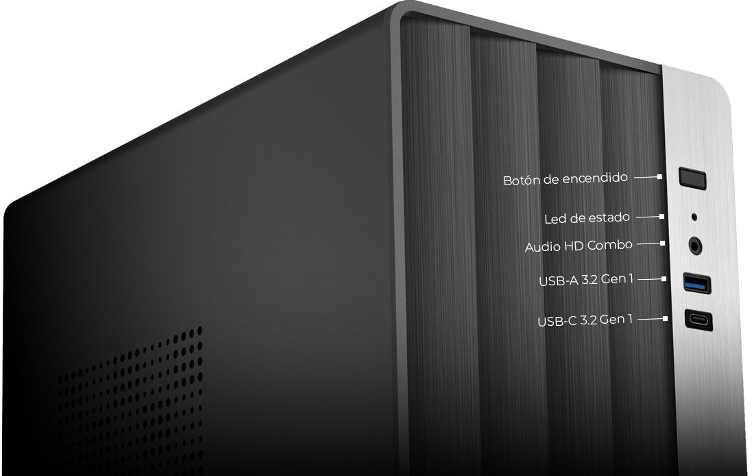 Coolbox Caja Microatx M870 Gpu Max 265mm Acero Resistente Spcc Integrado Puerto Usb-C Negra