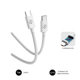 Cable Plus 100w Usb-C/Usb-C 1 M Blanco Subblim 100w/ Longitud: 1m/  Usb-C &Harr; Usb-C/ Pd 3.0 Y Qc 3.0,