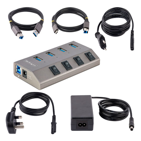EAN 0065030895484 - StarTech.com 5G4AIBS-USB-HUB-EU hub de interfaz USB 3.2 Gen 1 (3.1 Gen 1) Type-B 5000 Mbit/s Gris imagen 6