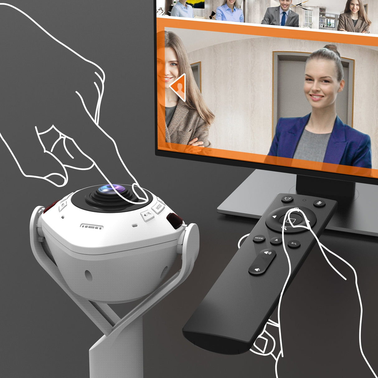 Cámara Web J5create Jvu368  De 360° Alimentada Por Ia Con Altavoz