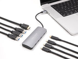 Delock 64323 Concentrador Usb 10 Gbps De 7 Puertos Y Salida Hdmi 4k Con Conexión Usb Type-C Y Pd 3.0 90 W