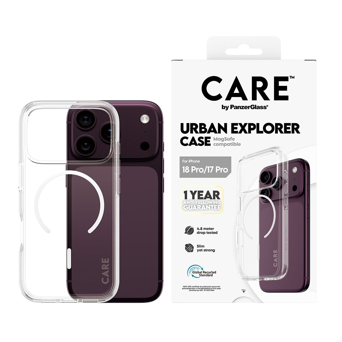 Panzerglass Care Urban Explorer Case Transp. Blanco Magsafe Iphone 18 Pro /17 Pro