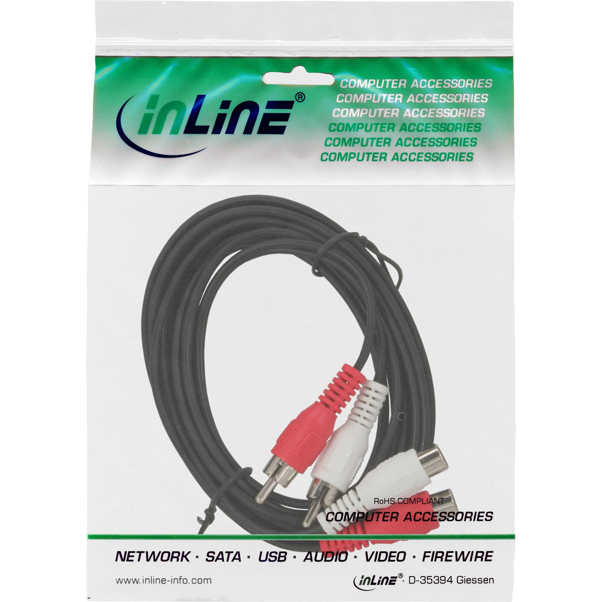 Cable De Audio Inline 2x Rca Macho A Hembra 20m