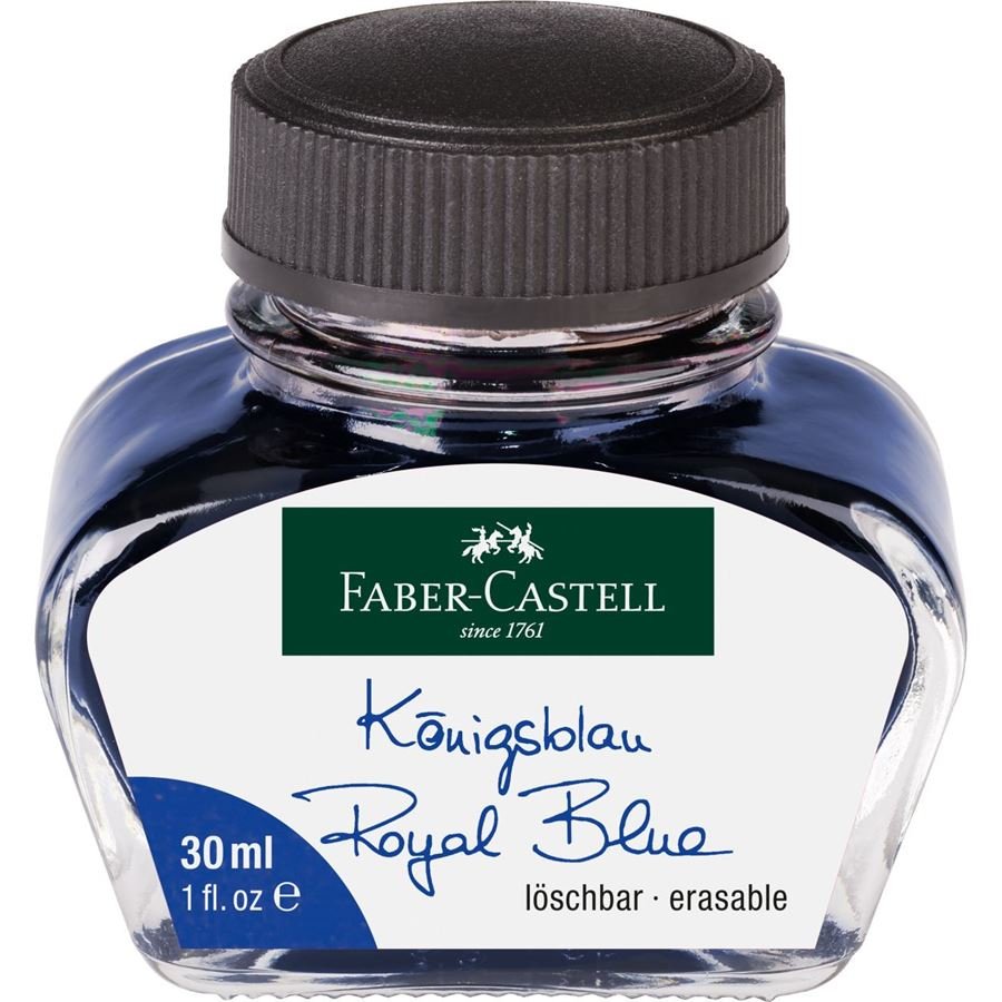 Faber Castell Tintero 30ml Tinta Borrable Azul Real