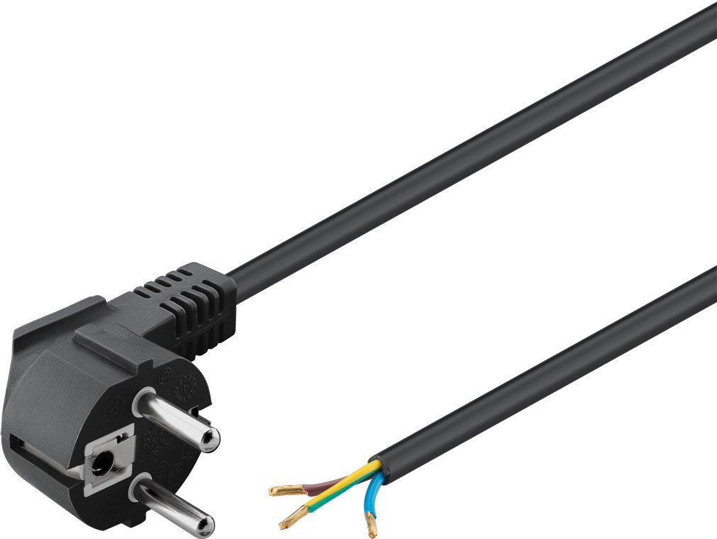 Cable Alimentacion Cee-7/7 90º Schuko A Ext. Pelado 1,50m Negro