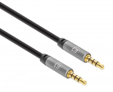 EAN 766623356015 - Manhattan 356015 cable de audio 5 m 3,5mm Negro, Plata imagen 2