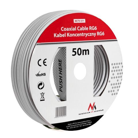 EAN 5902211105404 - Maclean MCTV-571 cable coaxial 50 m Blanco imagen 1