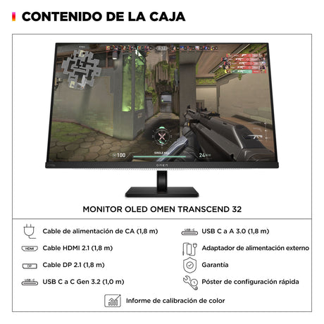 EAN 197961928082 - HP OMEN Transcend 31.5 inch UHD 240Hz OLED Gaming Monitor - Transcend 32 pantalla para PC 80 cm (31.5") 38 imagen 10