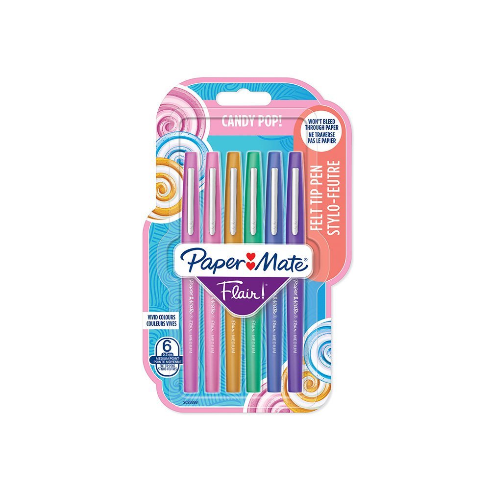 Bolígrafo Fibra Paper Mate Flair 6er Candy Pop M 0,7 Mm Blister
