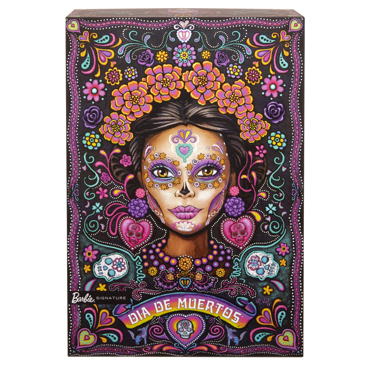 Muñeca Mattel Barbie Signature Día De Muertos 2024 Coleccionable Con Vestido Negro Con Volantes Hrm72