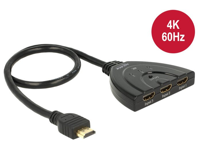 Delock Switch Hdmi 3 Entradas -> 1 Salida 4k 0.50m