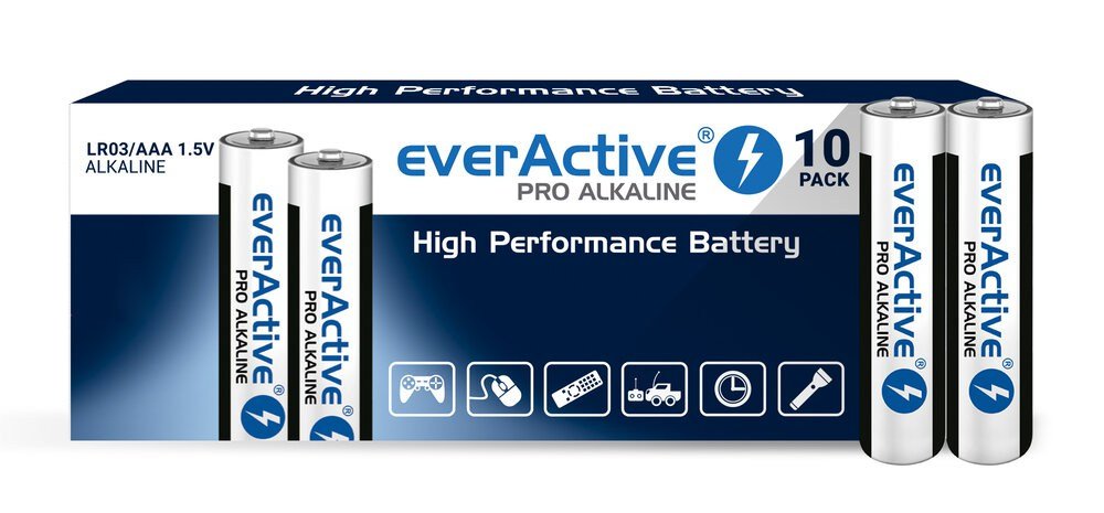 Pilas Alcalinas Everactive Pro Alkaline Lr03 Aaa - Paquete Retráctil - 10 Piezas