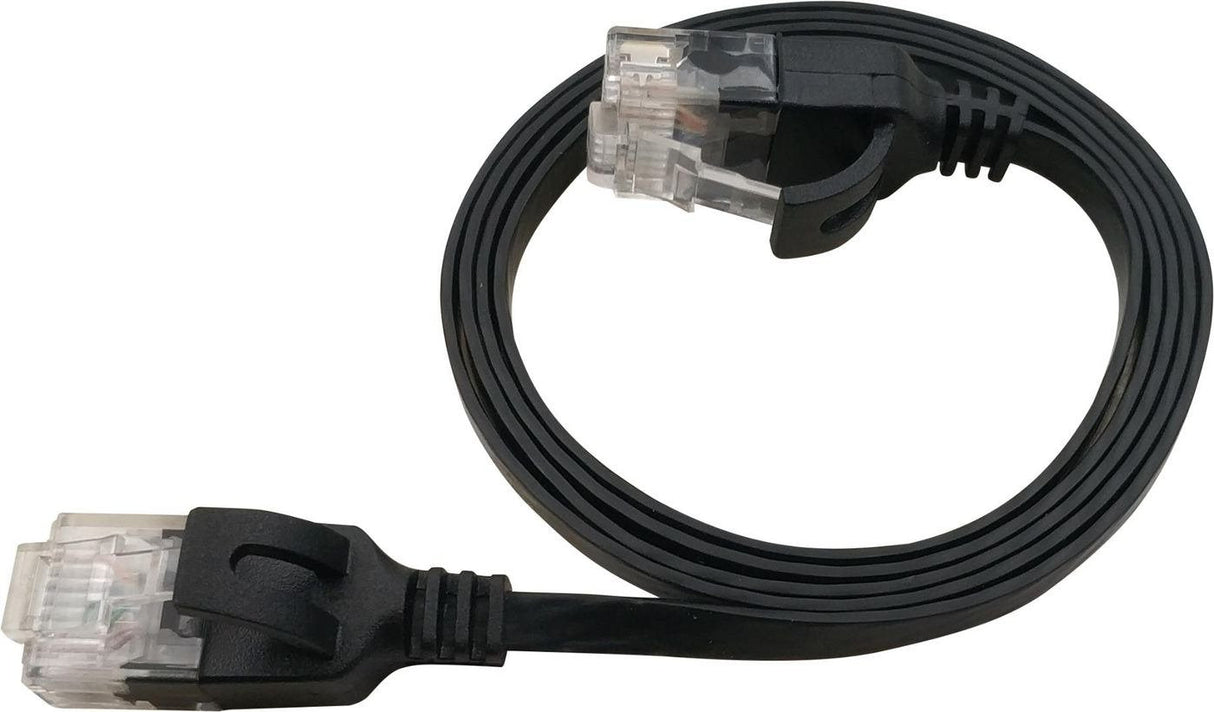 Flat U/Utp Cat6a Black 2m Awg 34/7, Pvc, 1x4mm Utp-Fl6a-00200-Blk