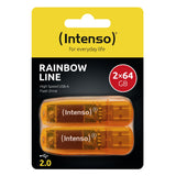Pendrive Intenso 2.0 Rainbow Line 2 X 64 Gb Naranja