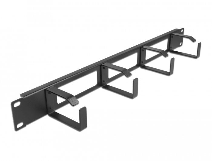 Delock Panel De Gestión De Cables De 19" Con Abertura Y 4 Ganchos 1u Negro