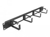 Delock Panel De Gestión De Cables De 19" Con Abertura Y 4 Ganchos 1u Negro