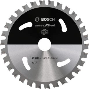 Hoja De Sierra Circular Bosch Estándar Para Acero, Ø 136 Mm, 30 Dientes (Diámetro De 20 Mm, Para Sierras Circulares Inalámbricas) 30z 2608837746
