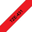 EAN 4977766681858 - Brother TZE-431 cinta para impresora de etiquetas Negro sobre rojo imagen 1