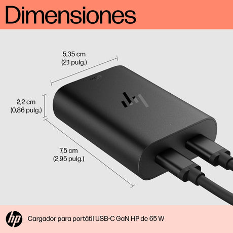 EAN 0196337694811 - HP 65W GaN USB-C Laptop Charger adaptador e inversor de corriente Interior Negro imagen 9