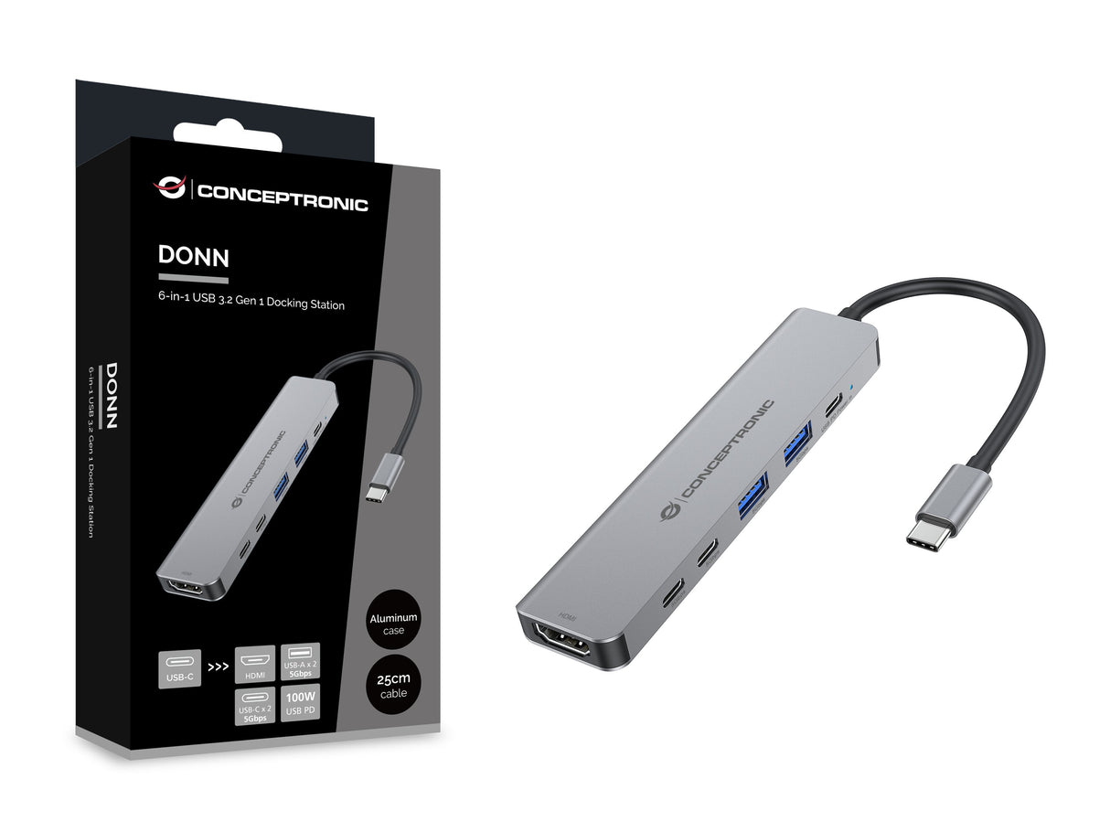 Docking Usb-C Conceptronic Donn33g 1xhdmi 1xusb-C Pd 100w 2xusb-A 3.0 2xusb-C