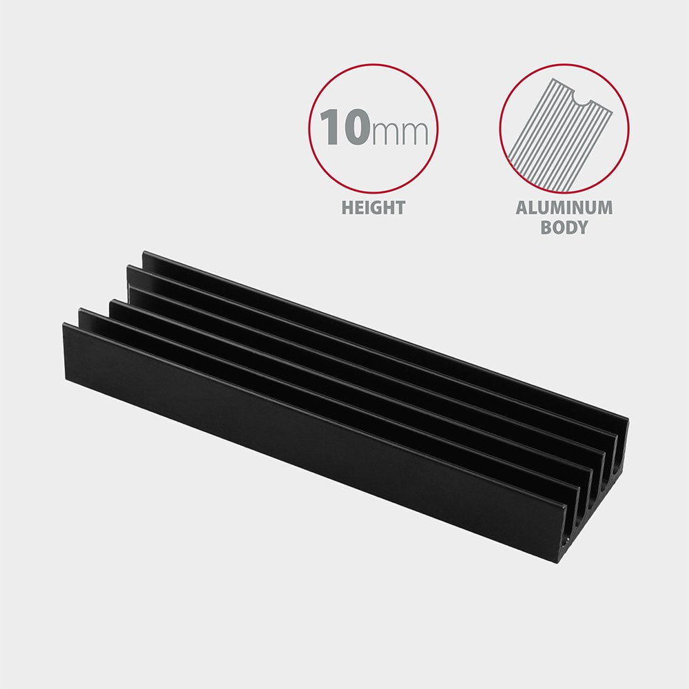 Axagon Clr-M2l10, Disipador Pasivo De Aluminio Para Ssd M.2 2280, Altura 10 Mm
