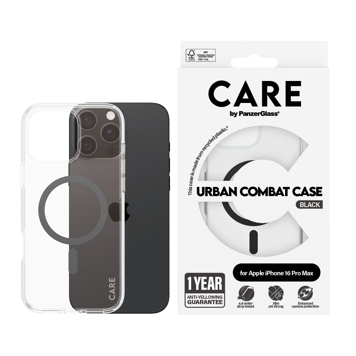 EAN 5715685004148 - PanzerGlass CARE™ by ® Urban Combat Case Transparent w. Black MagSafe iPhone 16 Pro Max funda para teléfo imagen 2