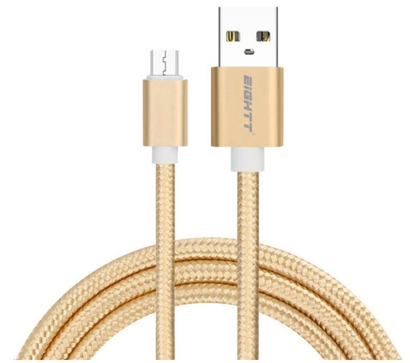 Eightt Cable Usb A Micro Usb 1m Trenzado Nylon Oro