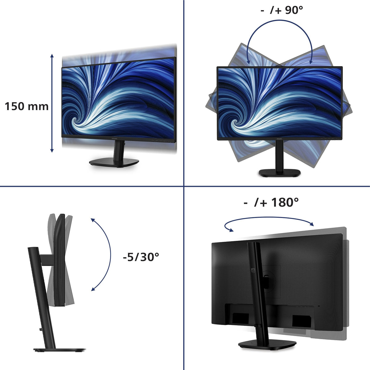 Philips 27b2n3500 00 27 " Ips 2560x1440 16:9 4ms 350cd M² Headphone Out, Hdmi, Dp