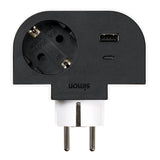 Adaptador Giratorio Schuko 1 Toma + Usb A+C 30 W 16 A 250 V~
